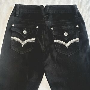 *COPY* Suko Jeans Women's Size 2 Black Stretch Denim Cropped Skinny Capri Pants.